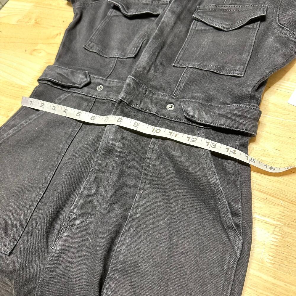 Good American NWT Fit For Success Denim Jumpsuit Black Size M Short Sleeve - Picture 8 of 9